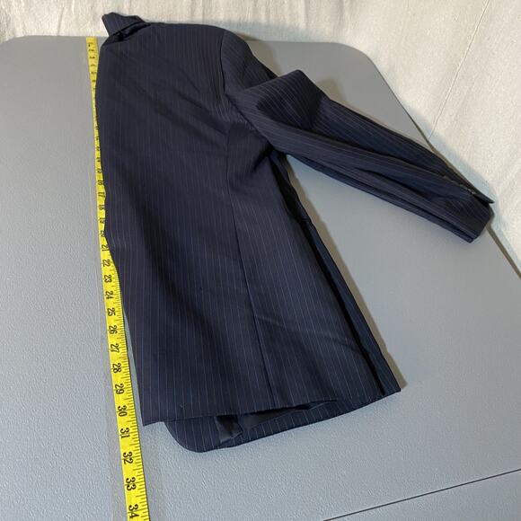 Lauren Ralph Lauren Mens Blazer Size 41R 100% Wool Black Pinstripe Single Breast - Picture 12 of 13